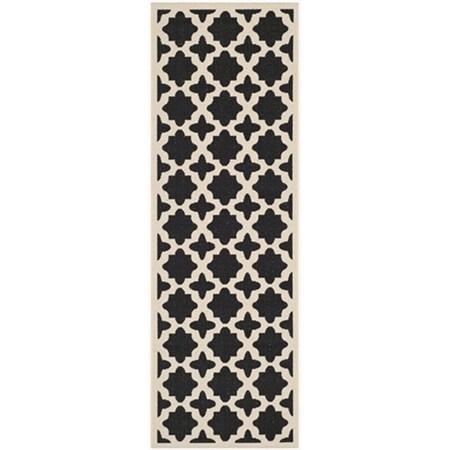 Safavieh 2 Ft. -3 In. X 6 Ft. -7 In. Runner Indoor-Outdoor Courtyard- Black And Beige- Machine Made Rug CY6913-266-27